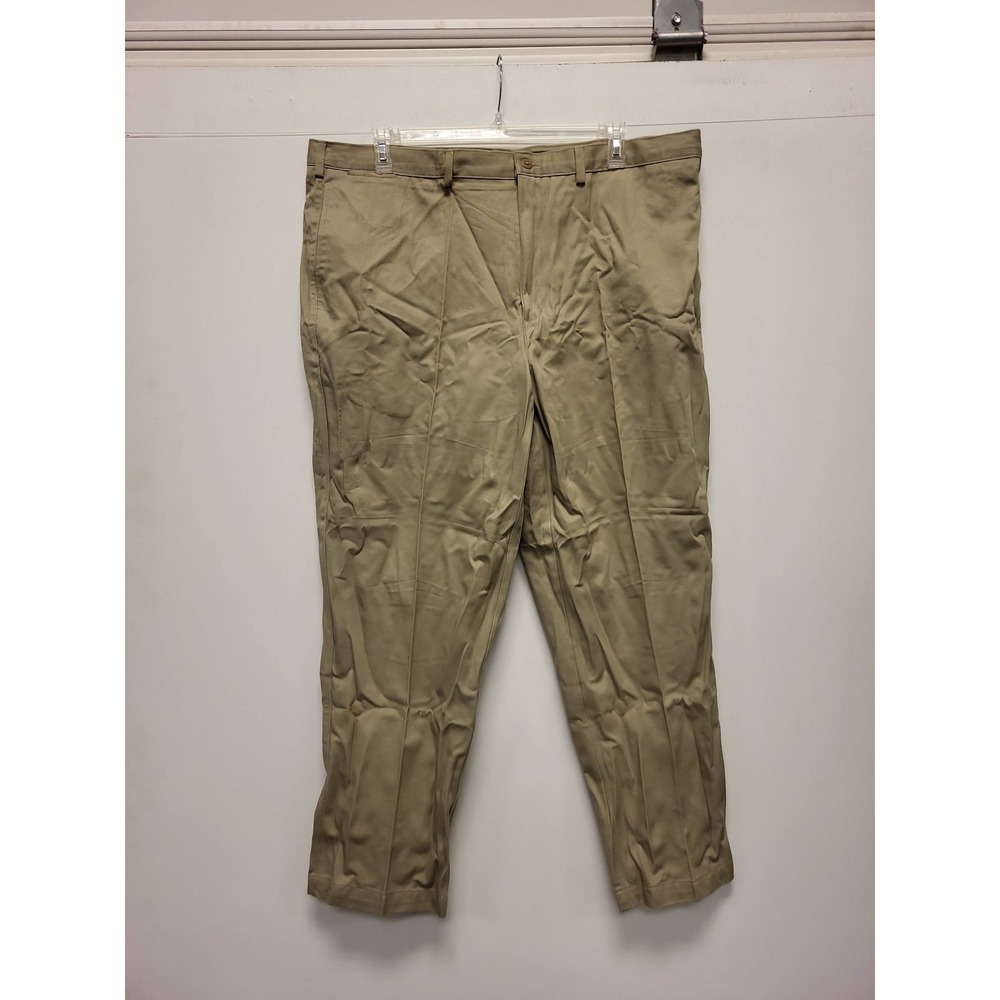 Savane Mens Khaki Pants 44W x 30L Relaxed Fit Casual Trousers Beige Bottoms
